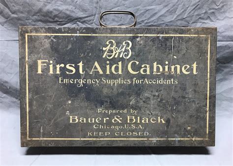 vintage safety cwa wis bauer and black metal box|Bauer Black First Aid for sale .